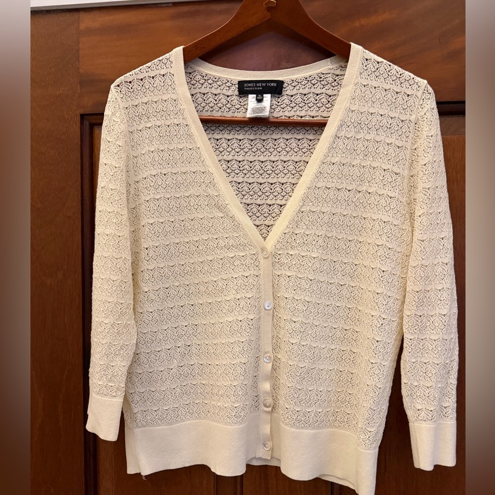 Jones New York Women's Cream Knit Cardigan